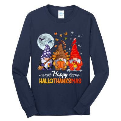 Halloween Thanksgiving Christmas Happy HalloThanksMas Gnomes Tall Long Sleeve T-Shirt