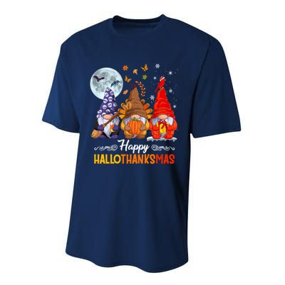 Halloween Thanksgiving Christmas Happy HalloThanksMas Gnomes Performance Sprint T-Shirt