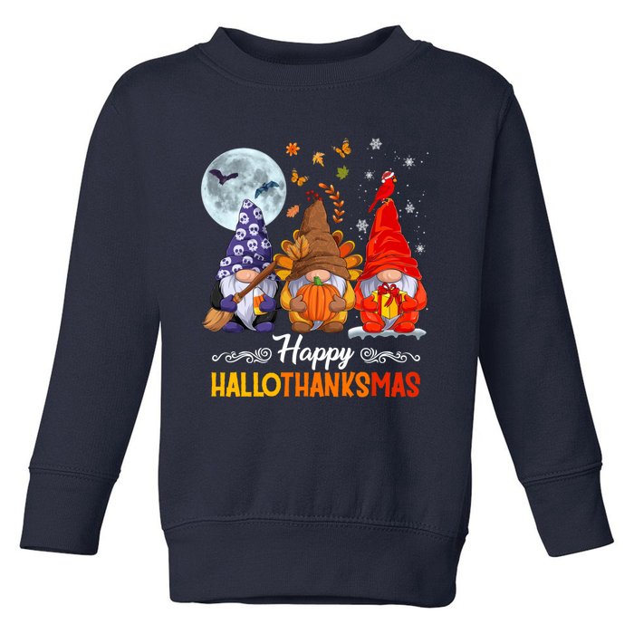 Halloween Thanksgiving Christmas Happy HalloThanksMas Gnomes Toddler Sweatshirt