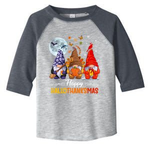 Halloween Thanksgiving Christmas Happy HalloThanksMas Gnomes Toddler Fine Jersey T-Shirt