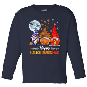 Halloween Thanksgiving Christmas Happy HalloThanksMas Gnomes Toddler Long Sleeve Shirt