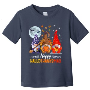 Halloween Thanksgiving Christmas Happy HalloThanksMas Gnomes Toddler T-Shirt