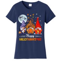 Halloween Thanksgiving Christmas Happy HalloThanksMas Gnomes Women's T-Shirt