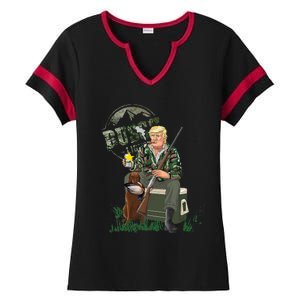 Hunting Trump Camo Duck Election Maga 2024 Voter Ladies Halftime Notch Neck Tee