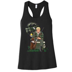 Hunting Trump Camo Duck Election Maga 2024 Voter Women's Racerback Tank