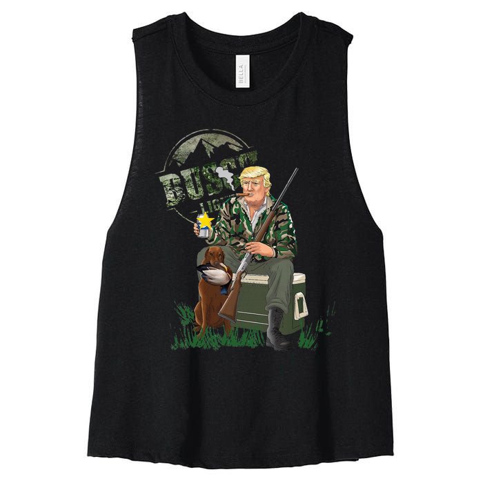 Hunting Trump Camo Duck Election Maga 2024 Voter Women's Racerback Cropped Tank