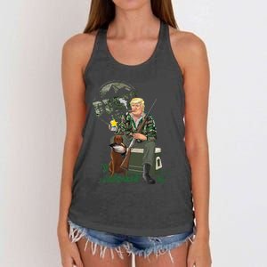 Hunting Trump Camo Duck Election Maga 2024 Voter Women's Knotted Racerback Tank