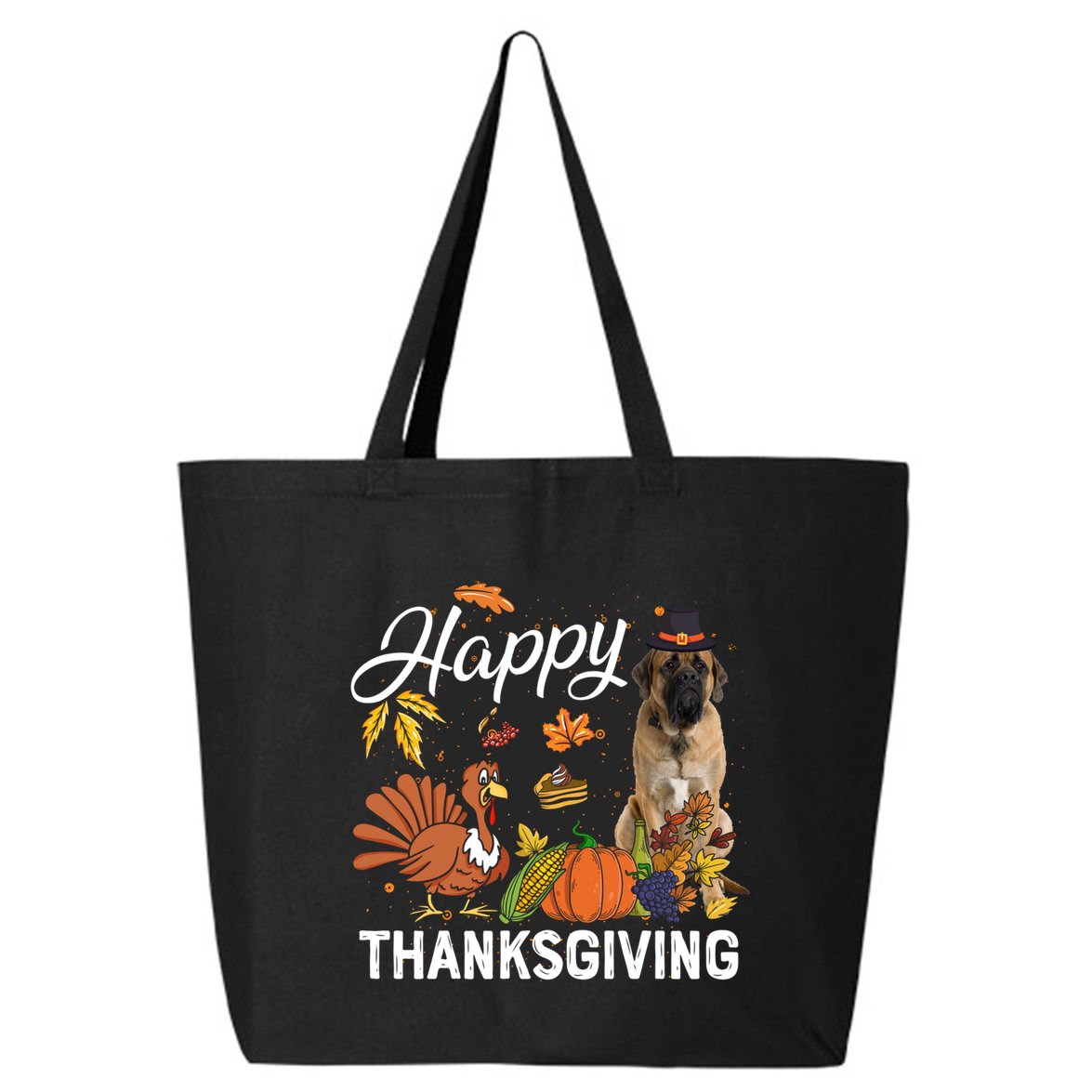 Happy Thanksgiving Cute English Mastiff Turkey Pumpkin Fall Gift 25L Jumbo Tote
