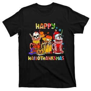 Halloween Thanksgiving Christmas Happy Hallothanksmas Funny T-Shirt