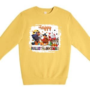 Halloween Thanksgiving Christmas Happy Hallothanksmas Meaningful Gift Premium Crewneck Sweatshirt