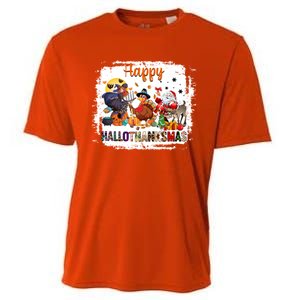 Halloween Thanksgiving Christmas Happy Hallothanksmas Meaningful Gift Cooling Performance Crew T-Shirt