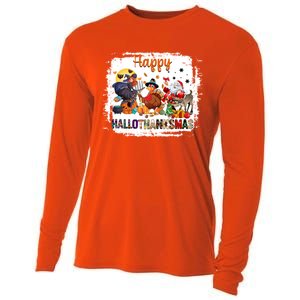 Halloween Thanksgiving Christmas Happy Hallothanksmas Meaningful Gift Cooling Performance Long Sleeve Crew