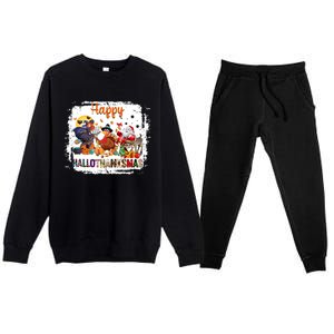 Halloween Thanksgiving Christmas Happy Hallothanksmas Meaningful Gift Premium Crewneck Sweatsuit Set