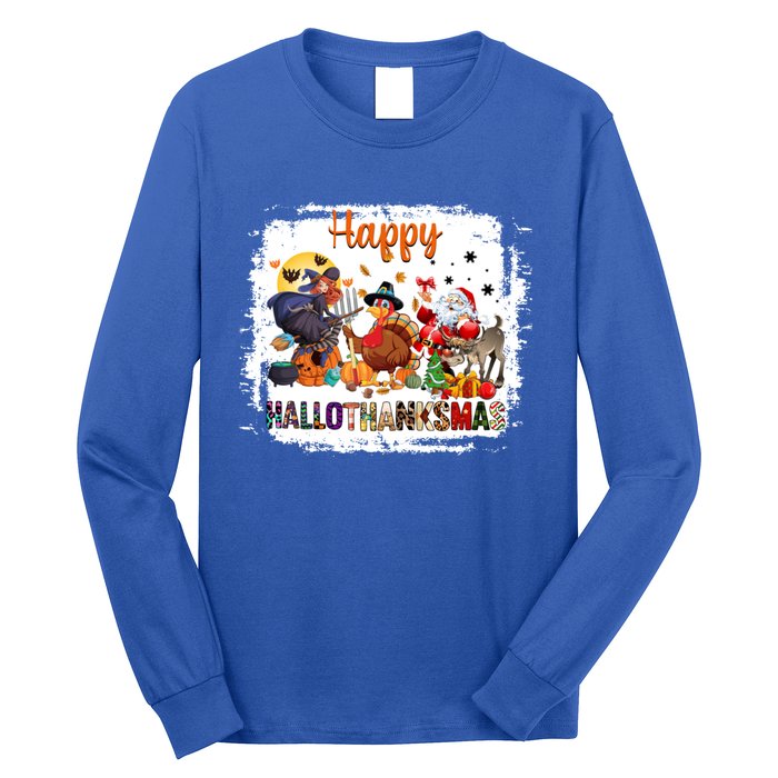 Halloween Thanksgiving Christmas Happy Hallothanksmas Meaningful Gift Long Sleeve Shirt