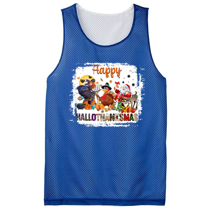 Halloween Thanksgiving Christmas Happy Hallothanksmas Meaningful Gift Mesh Reversible Basketball Jersey Tank