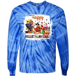 Halloween Thanksgiving Christmas Happy Hallothanksmas Meaningful Gift Tie-Dye Long Sleeve Shirt