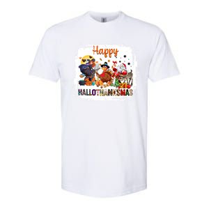 Halloween Thanksgiving Christmas Happy Hallothanksmas Meaningful Gift Softstyle CVC T-Shirt