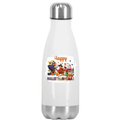 Halloween Thanksgiving Christmas Happy Hallothanksmas Meaningful Gift Stainless Steel Insulated Water Bottle