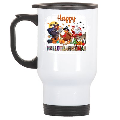 Halloween Thanksgiving Christmas Happy Hallothanksmas Meaningful Gift Stainless Steel Travel Mug