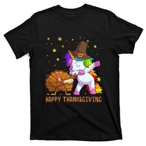 Happy Thanksgiving Cute Unicorn Turkey Dabbing Dance T-Shirt