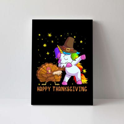 Happy Thanksgiving Cute Unicorn Turkey Dabbing Dance Canvas