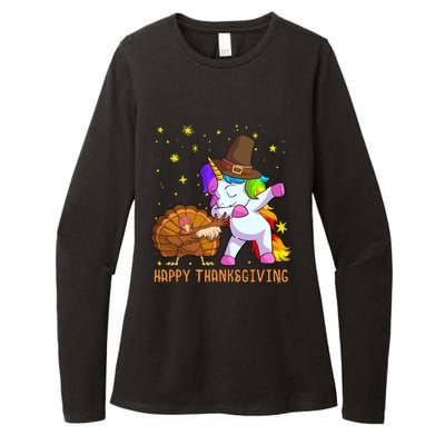 Happy Thanksgiving Cute Unicorn Turkey Dabbing Dance Womens CVC Long Sleeve Shirt