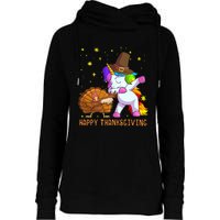 Happy Thanksgiving Cute Unicorn Turkey Dabbing Dance Womens Funnel Neck Pullover Hood