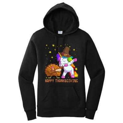 Happy Thanksgiving Cute Unicorn Turkey Dabbing Dance Women's Pullover Hoodie