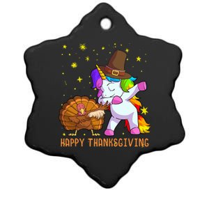 Happy Thanksgiving Cute Unicorn Turkey Dabbing Dance Ceramic Star Ornament