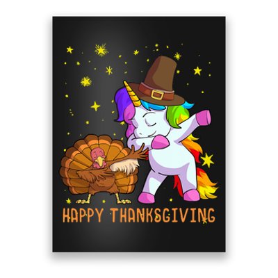 Happy Thanksgiving Cute Unicorn Turkey Dabbing Dance Poster