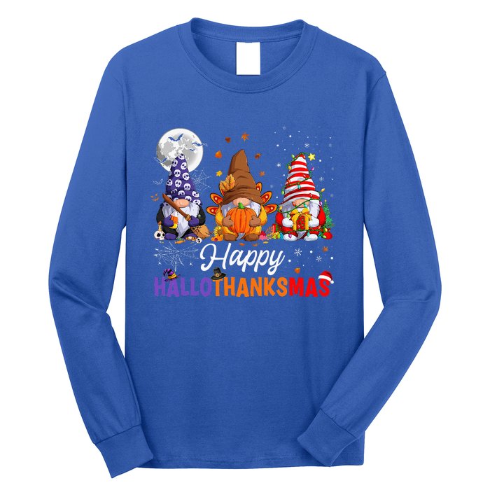 Halloween Thanksgiving Christmas Happy HalloThanksMas Gnomes Long Sleeve Shirt