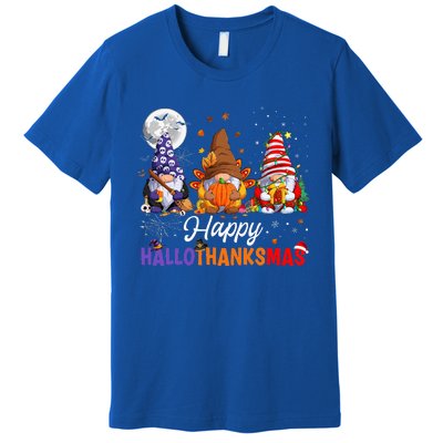 Halloween Thanksgiving Christmas Happy HalloThanksMas Gnomes Premium T-Shirt