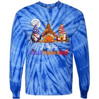 Halloween Thanksgiving Christmas Happy HalloThanksMas Gnomes Tie-Dye Long Sleeve Shirt