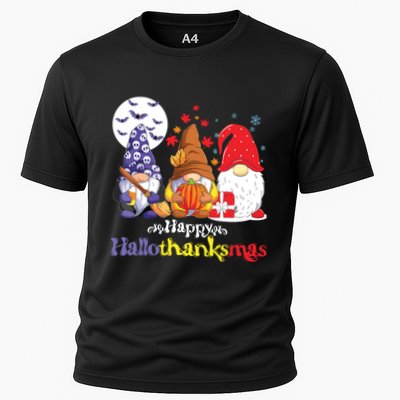 Halloween Thanksgiving Christmas Happy Hallothanksmas Gnomes Performance Shirt