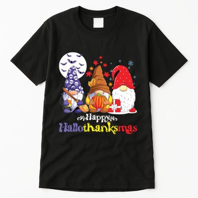 Halloween Thanksgiving Christmas Happy Hallothanksmas Gnomes Tall T-Shirt
