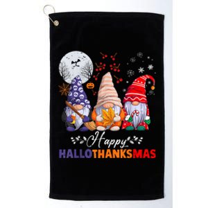 Halloween Thanksgiving Christmas Happy HalloThanksMas Gnomes Platinum Collection Golf Towel