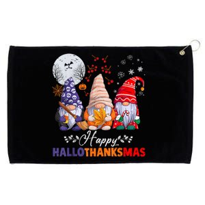 Halloween Thanksgiving Christmas Happy HalloThanksMas Gnomes Grommeted Golf Towel