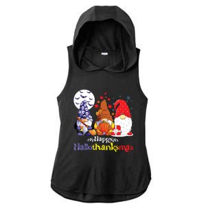 Halloween Thanksgiving Christmas Happy Halvlothanksmas Gnomes Ladies PosiCharge Tri-Blend Wicking Draft Hoodie Tank