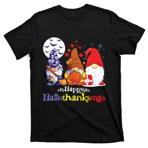 Halloween Thanksgiving Christmas Happy Halvlothanksmas Gnomes T-Shirt