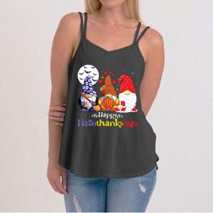 Halloween Thanksgiving Christmas Happy Halvlothanksmas Gnomes Women's Strappy Tank