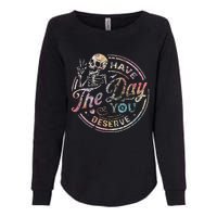 Have The Day You Deserve Peace Sign Skeleton Womens California Wash Sweatshirt