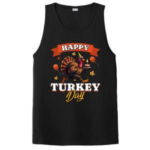 Happy Turkey Day Thanksgiving Birthday Party Distressed Great Gift PosiCharge Competitor Tank