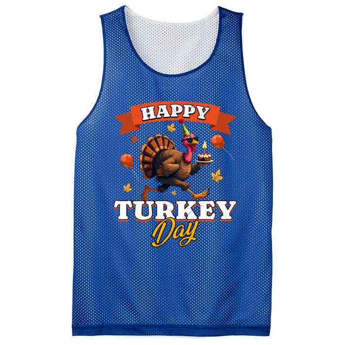 Happy Turkey Day Thanksgiving Birthday Party Distressed Great Gift Mesh Reversible Basketball Jersey Tank