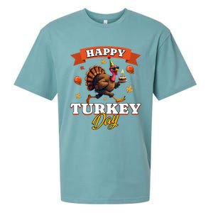 Happy Turkey Day Thanksgiving Birthday Party Distressed Great Gift Sueded Cloud Jersey T-Shirt