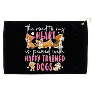 Happy Trained Dog Trainer Dog Training Gift Grommeted Golf Towel