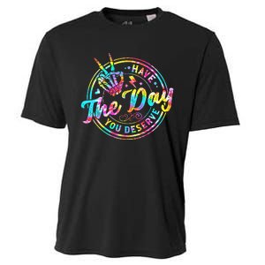 Have The Day You Deserve Skeleton Peace Hand Sign Tie Dye Cooling Performance Crew T-Shirt