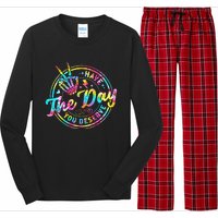 Have The Day You Deserve Skeleton Peace Hand Sign Tie Dye Long Sleeve Pajama Set