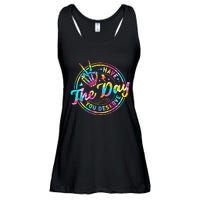 Have The Day You Deserve Skeleton Peace Hand Sign Tie Dye Ladies Essential Flowy Tank