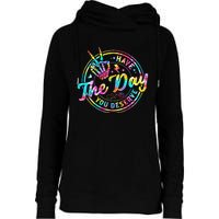 Have The Day You Deserve Skeleton Peace Hand Sign Tie Dye Womens Funnel Neck Pullover Hood