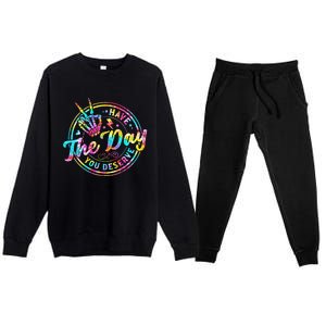 Have The Day You Deserve Skeleton Peace Hand Sign Tie Dye Premium Crewneck Sweatsuit Set